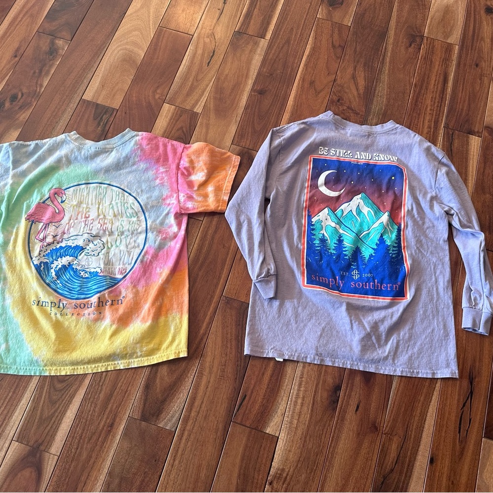 Simply southern lot of 2 youth small t-shirts ss tie-dye and ls purple. - Picture 7 of 8
